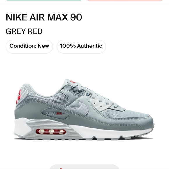 Nike Air Max 90, Size 10, Grey Red